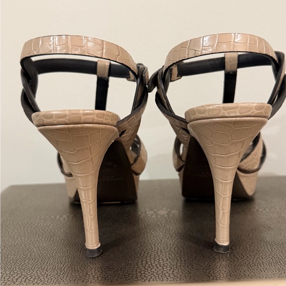YSL Taupe Strappy Women's Heels - Picture 5 of 6